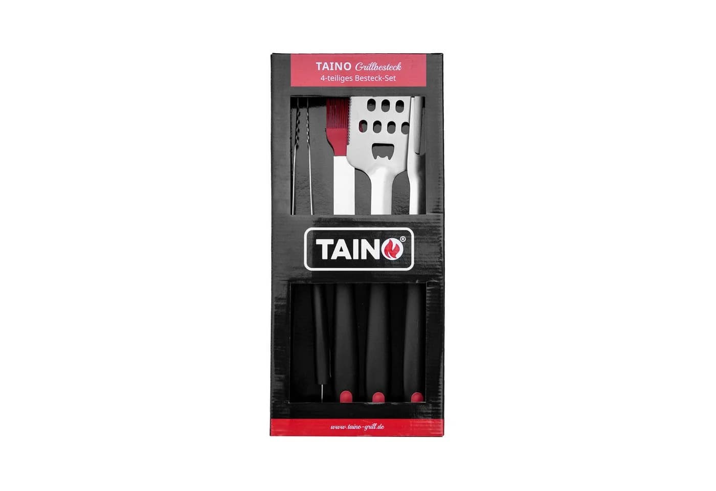 TAINO Grillbesteck-Set 4-tlg. Edelstahl mit Silikonpinsel & Flaschenöffner - Bild 3