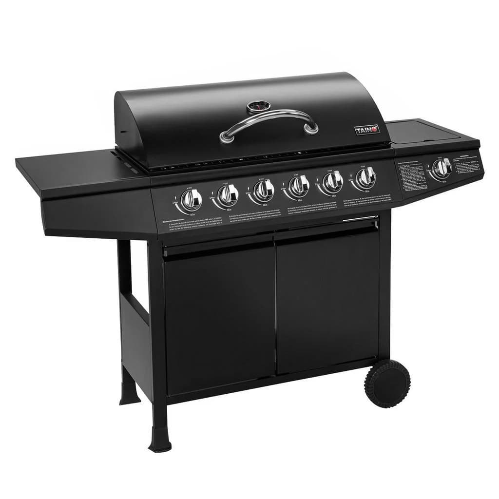 Taino Gasgrill Basic 6+1 Schwarz mit 6 Edelstahlbrennern