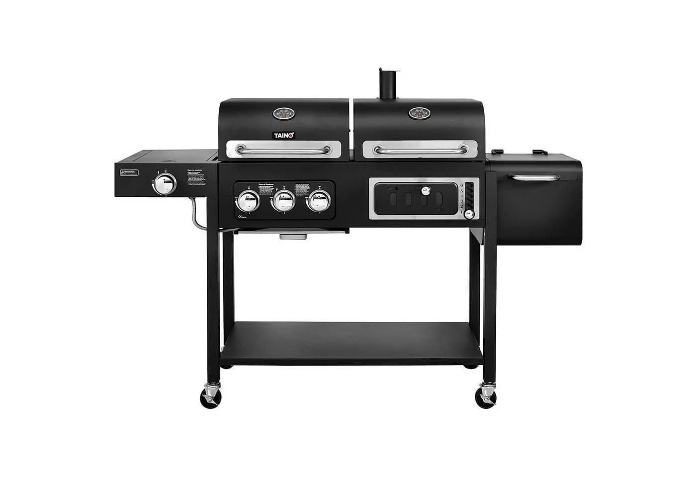 TAINO HERO DUO Gas- und Holzkohlegrill Schwarz 2-in-1 Smoker - Bild 2