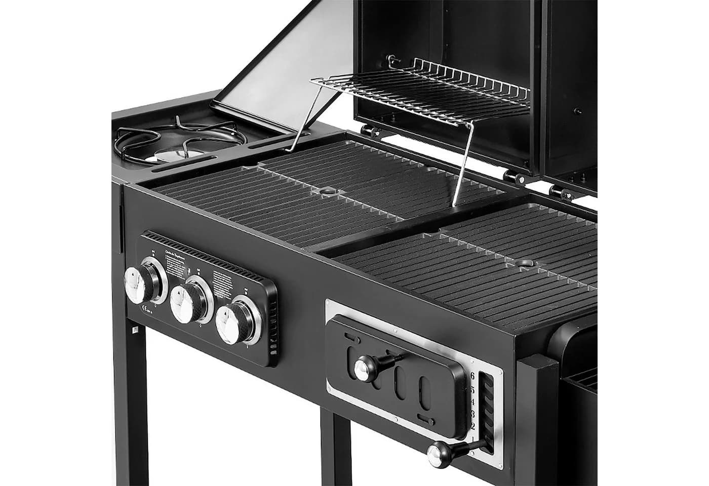 TAINO HERO DUO Gas- und Holzkohlegrill Schwarz 2-in-1 Smoker - Bild 5