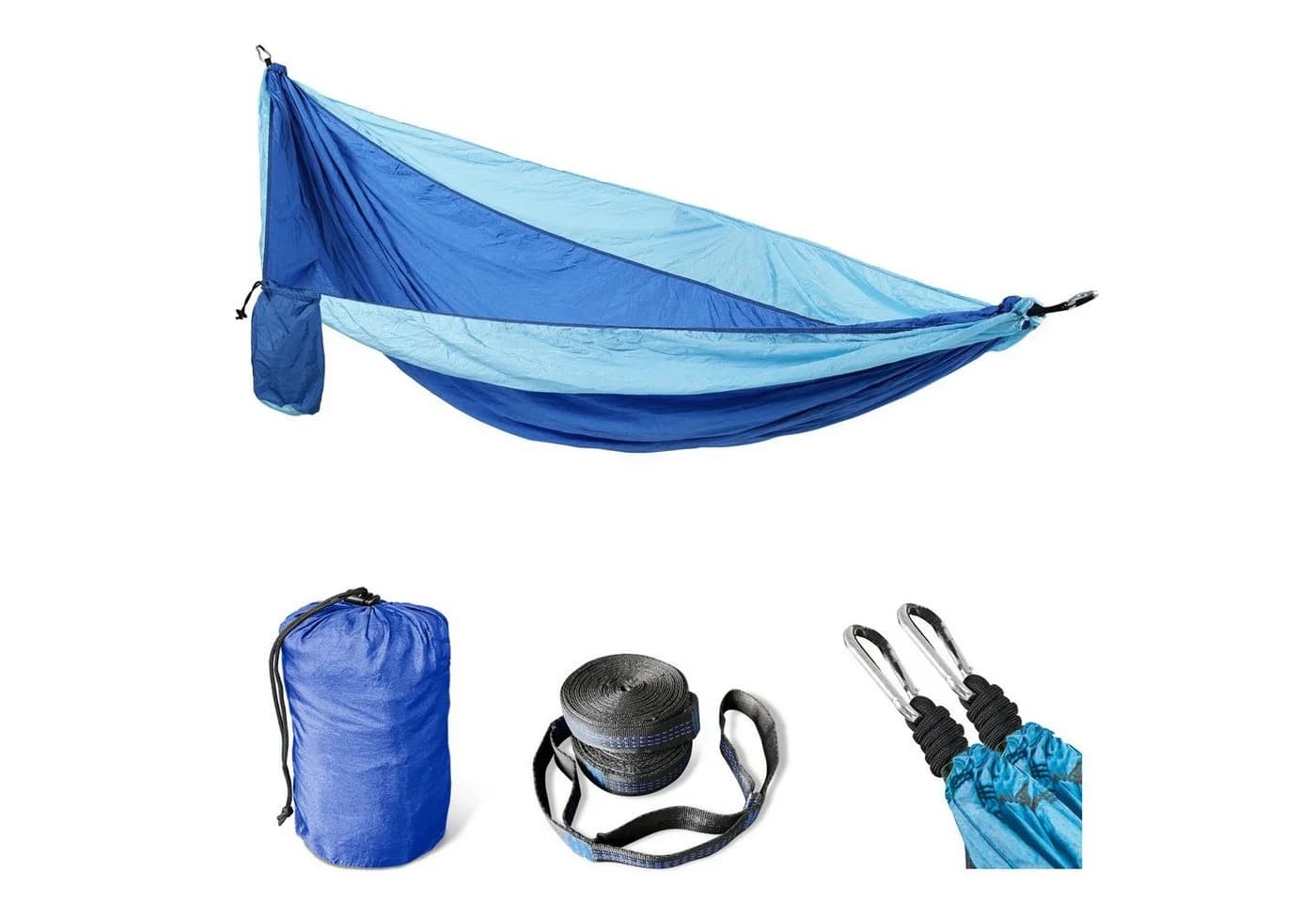SVITA Outdoor Hängematte aus Fallschirmnylon Hellblau/Dunkelblau - Bild 2