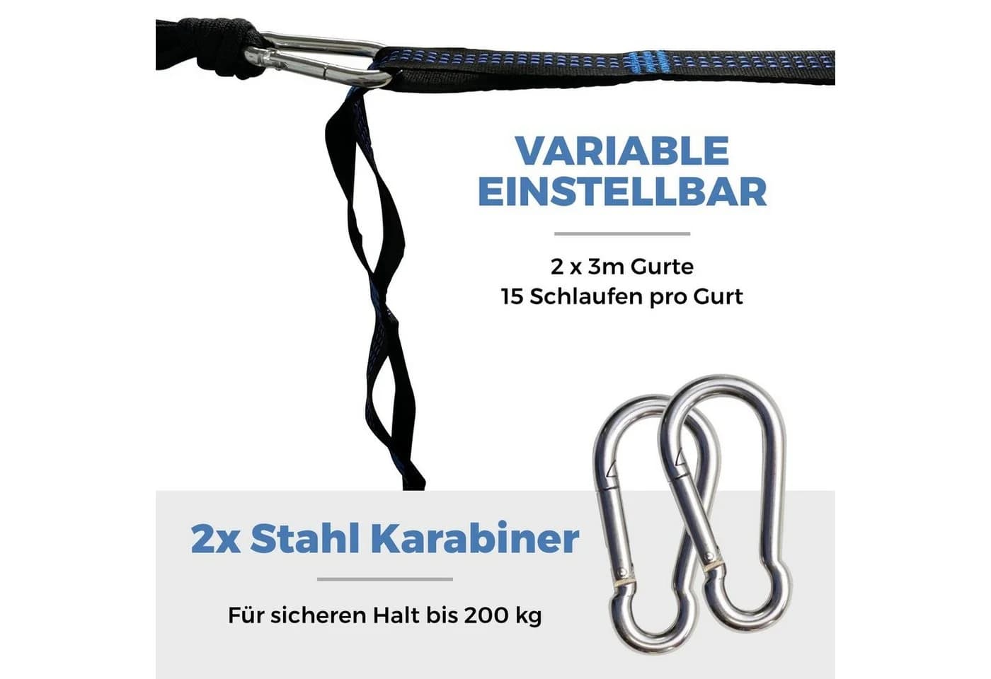 SVITA Outdoor Hängematte aus Fallschirmnylon Hellblau/Dunkelblau - Bild 4