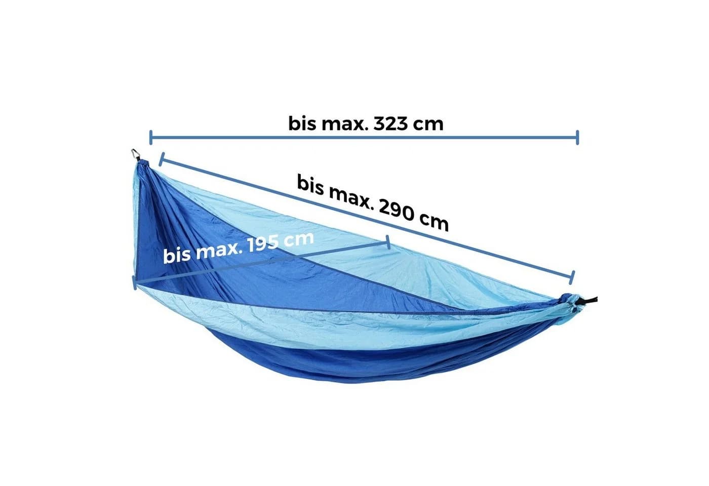 SVITA Outdoor Hängematte aus Fallschirmnylon Hellblau/Dunkelblau - Bild 5