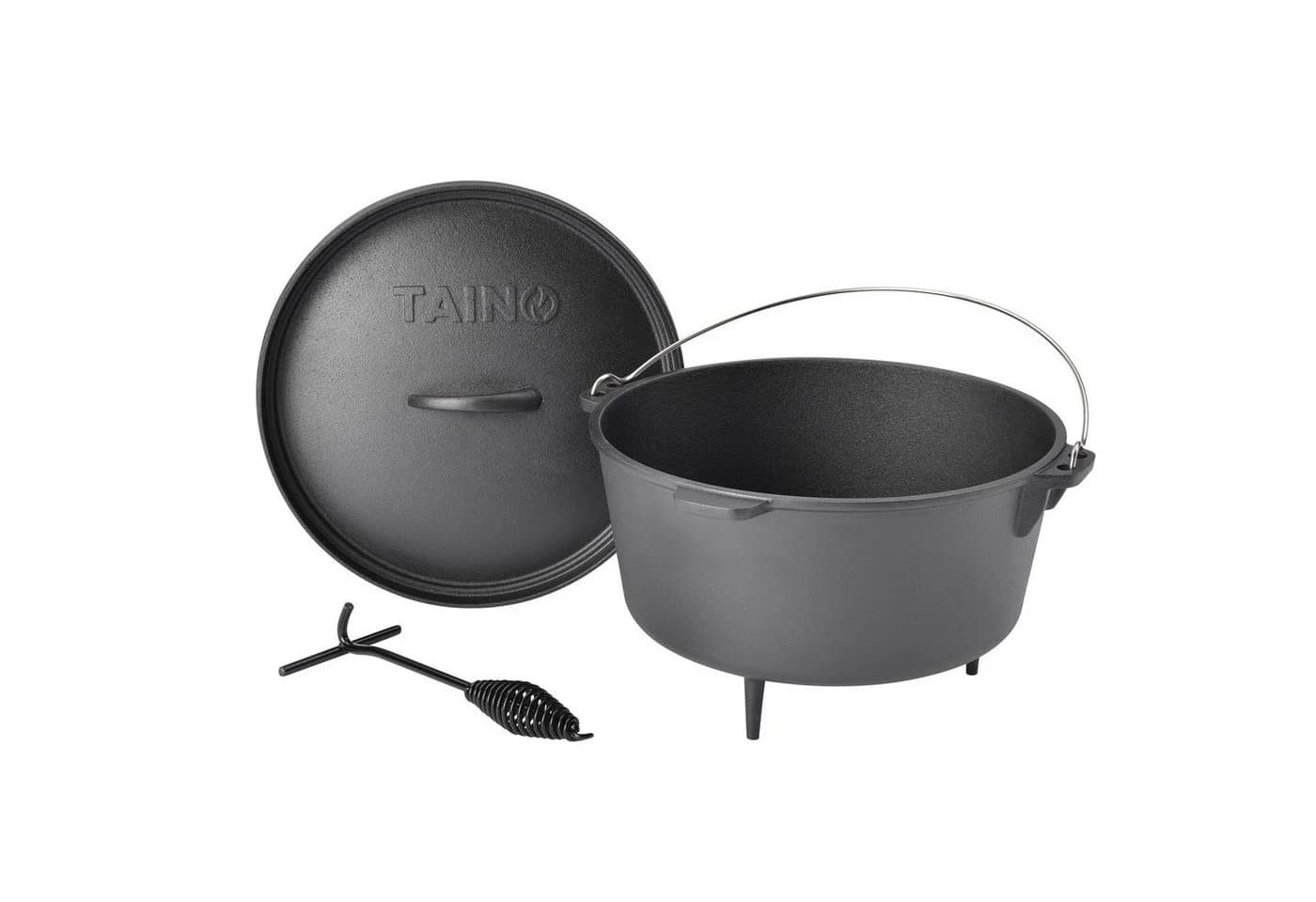 TAINO Dutch Oven 8L Gusseisen Feuertopf Schwarz mit Deckelheber - Bild 2