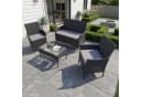 SVITA Sitzgruppe BROOKLYN 4-teilig Schwarz Grau Polyrattan Bild 3