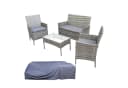 SVITA Sitzgruppe BROOKLYN 4-teilig Grau Polyrattan mit Kissen & Abdeckhaube Bild 2