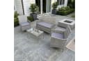 SVITA Sitzgruppe BROOKLYN 4-teilig Grau Polyrattan mit Kissen & Abdeckhaube Bild 3