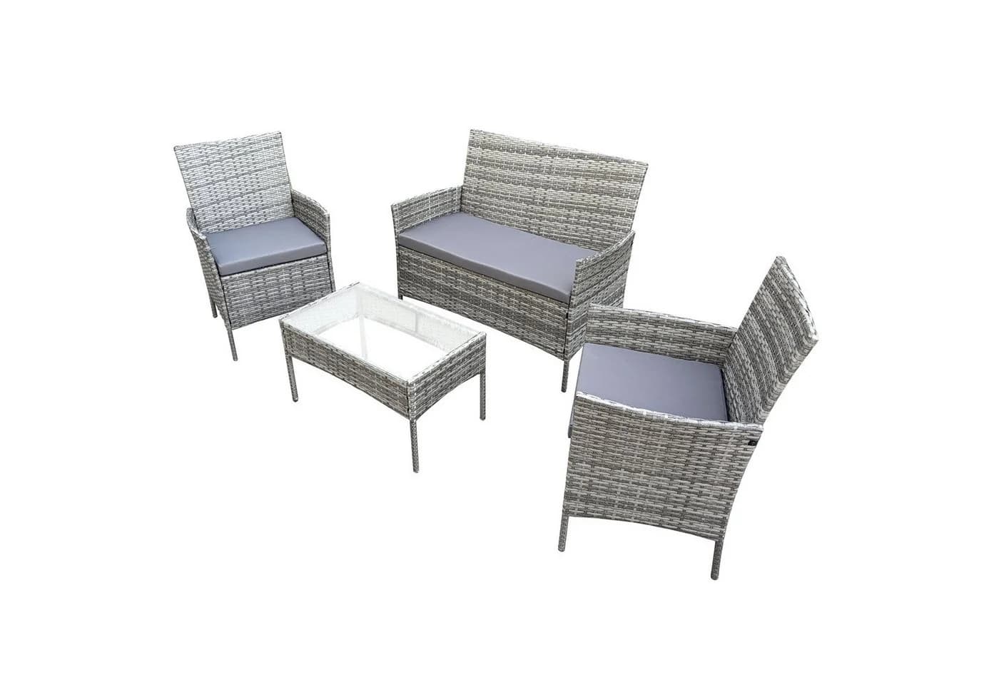 SVITA Sitzgruppe BROOKLYN 4-teilig Grau Polyrattan mit Kissen & Abdeckhaube - Bild 5