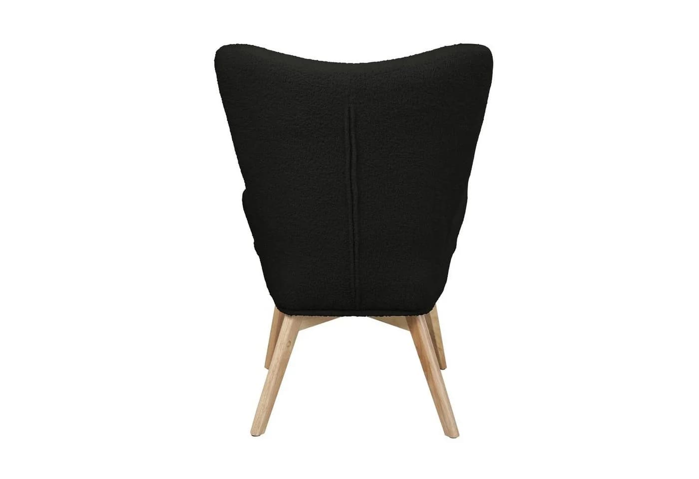SVITA Sessel OLAV Ohrensessel Schwarz Teddy-Bouclé Gummiholzbeine - Bild 5