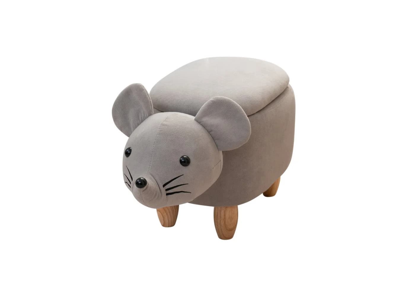 SVITA Kinderhocker mit Stauraum Maus Motiv Grau - Bild 3
