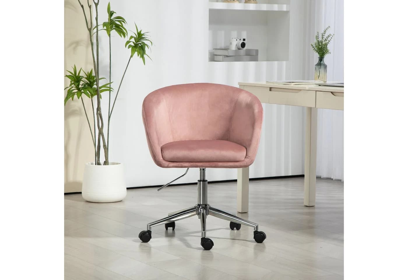 SVITA Bürostuhl LOUISA Rosa Samtbezug 360° drehbar