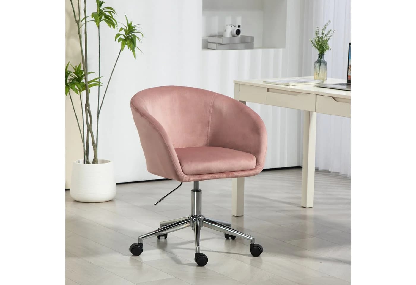 SVITA Bürostuhl LOUISA Rosa Samtbezug 360° drehbar - Bild 3