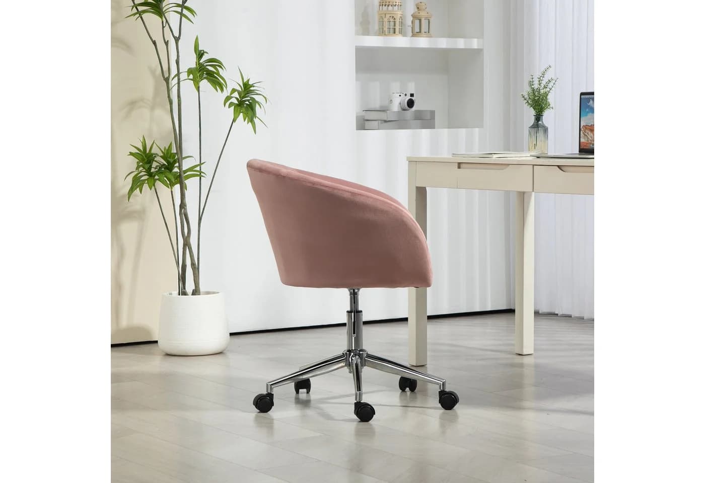 SVITA Bürostuhl LOUISA Rosa Samtbezug 360° drehbar - Bild 4
