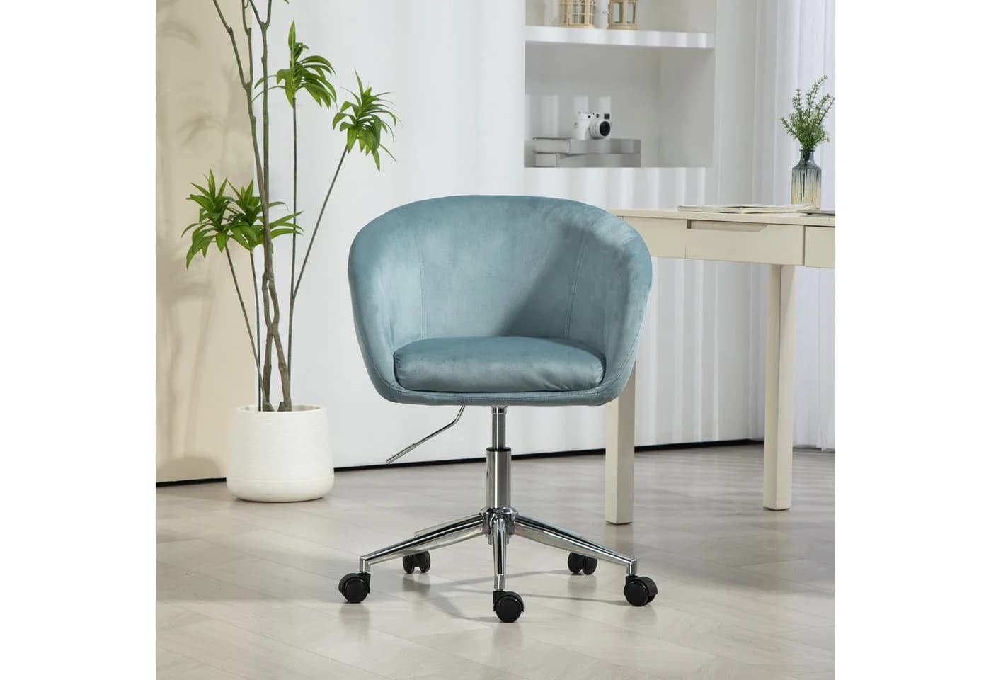 SVITA Bürostuhl LOUISA Samtbezug Blau 360° drehbar