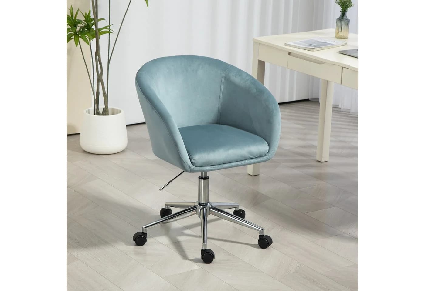 SVITA Bürostuhl LOUISA Samtbezug Blau 360° drehbar - Bild 3