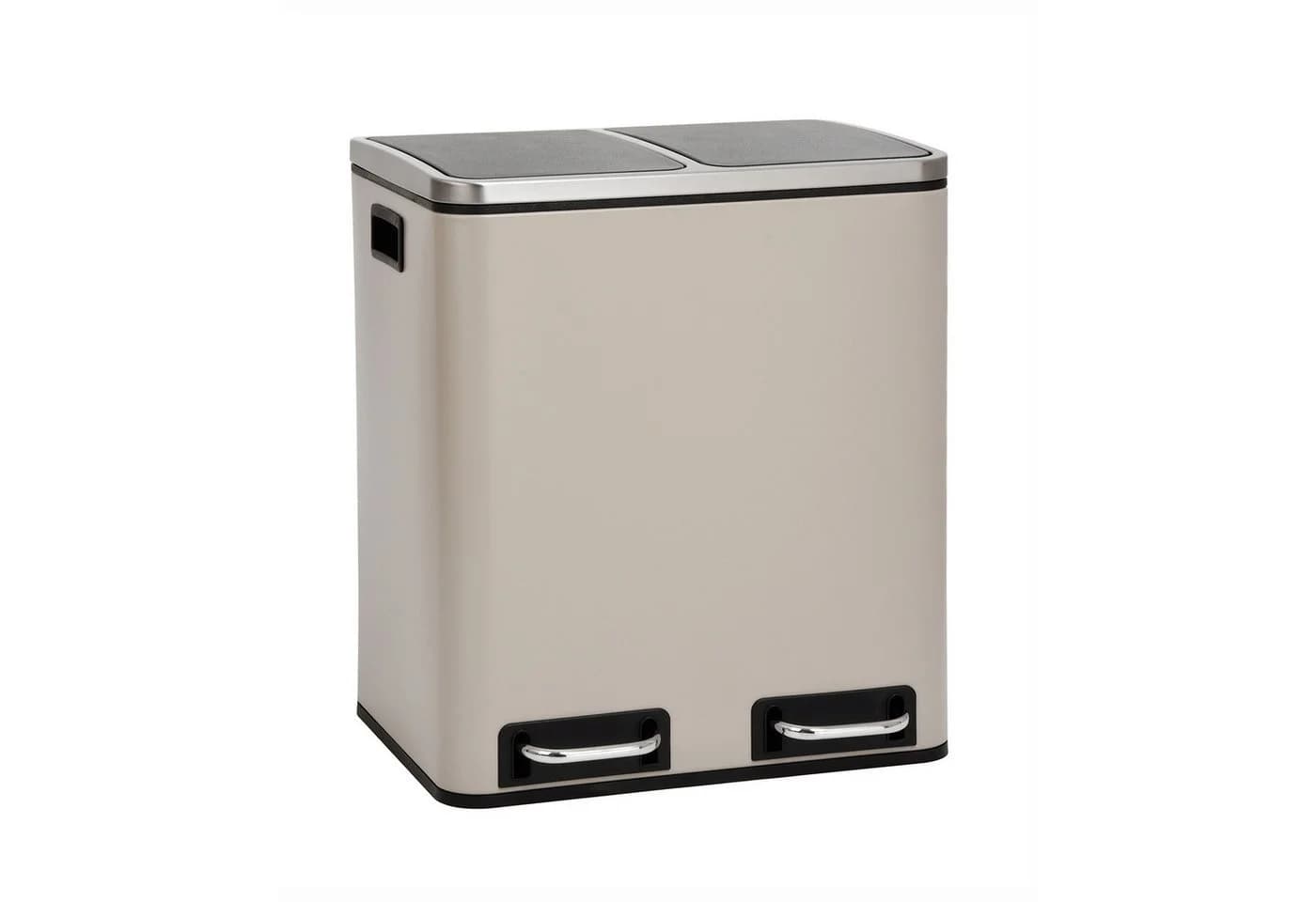 SVITA Mülltrennsystem Tretmülleimer 2x 15L Stahl Taupe - Bild 2