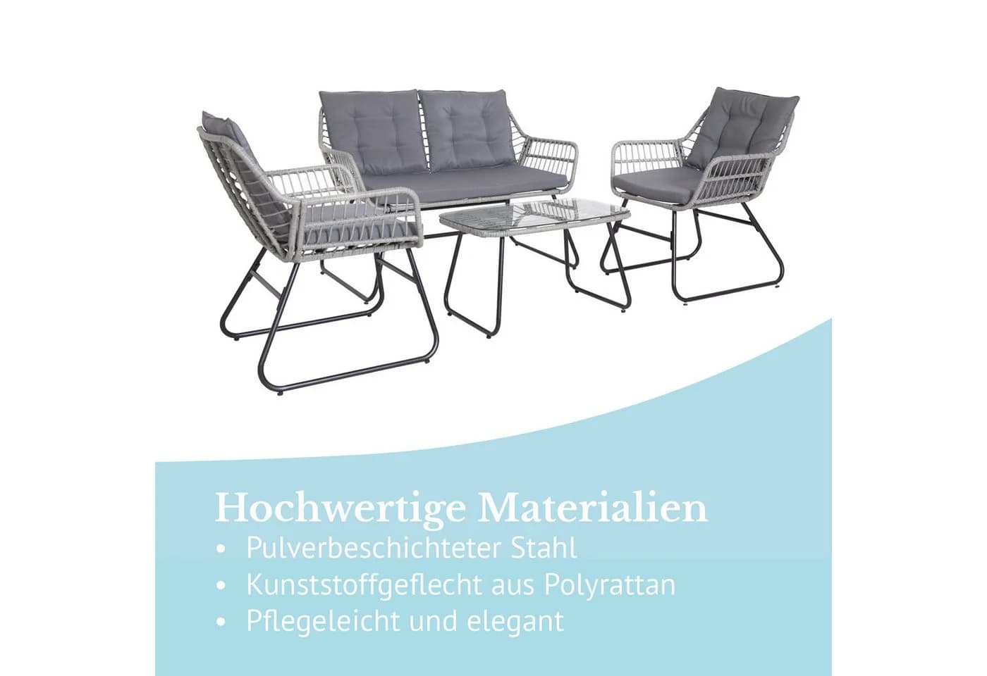 SVITA Gartenlounge-Set CAPRI Grau/Schwarz mit Polster - Bild 3