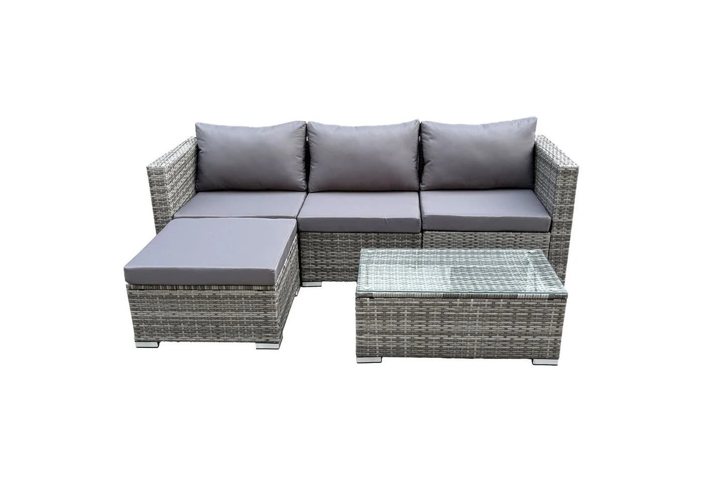 SVITA Loungeset QUEENS 5-tlg. Grau Polyrattan mit Tisch & Kissen - Bild 5