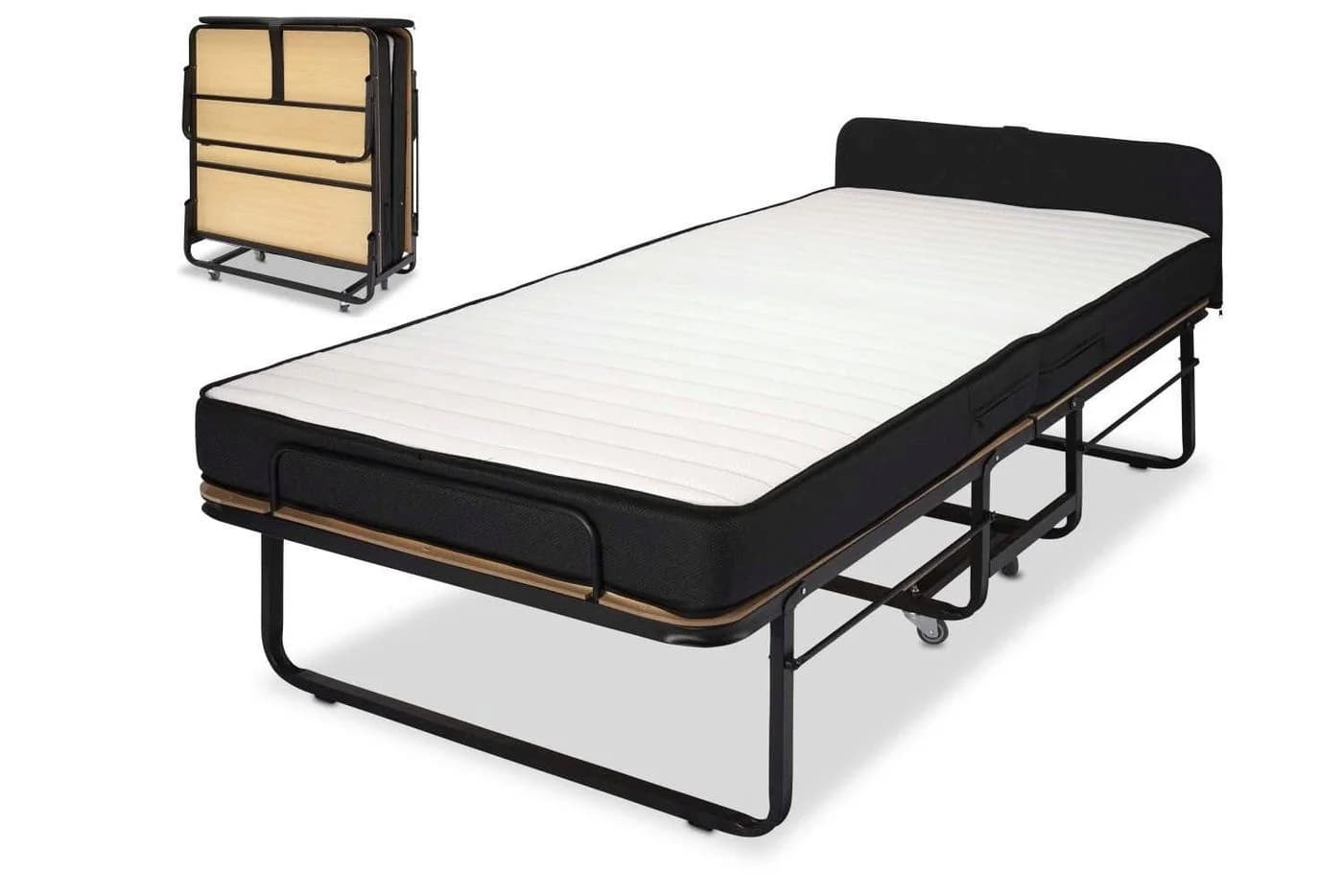 BedBox Gästebett Klappbett Federkern Matratze 90 x 200 cm mit gepolstertem Kopfteil - Bild 2