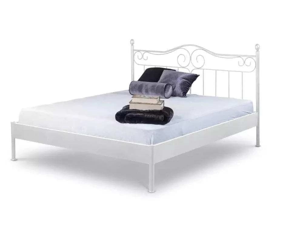 BedBox Metallbett Alessia Weiß mit dekorativem Kopfteil - Bild 2