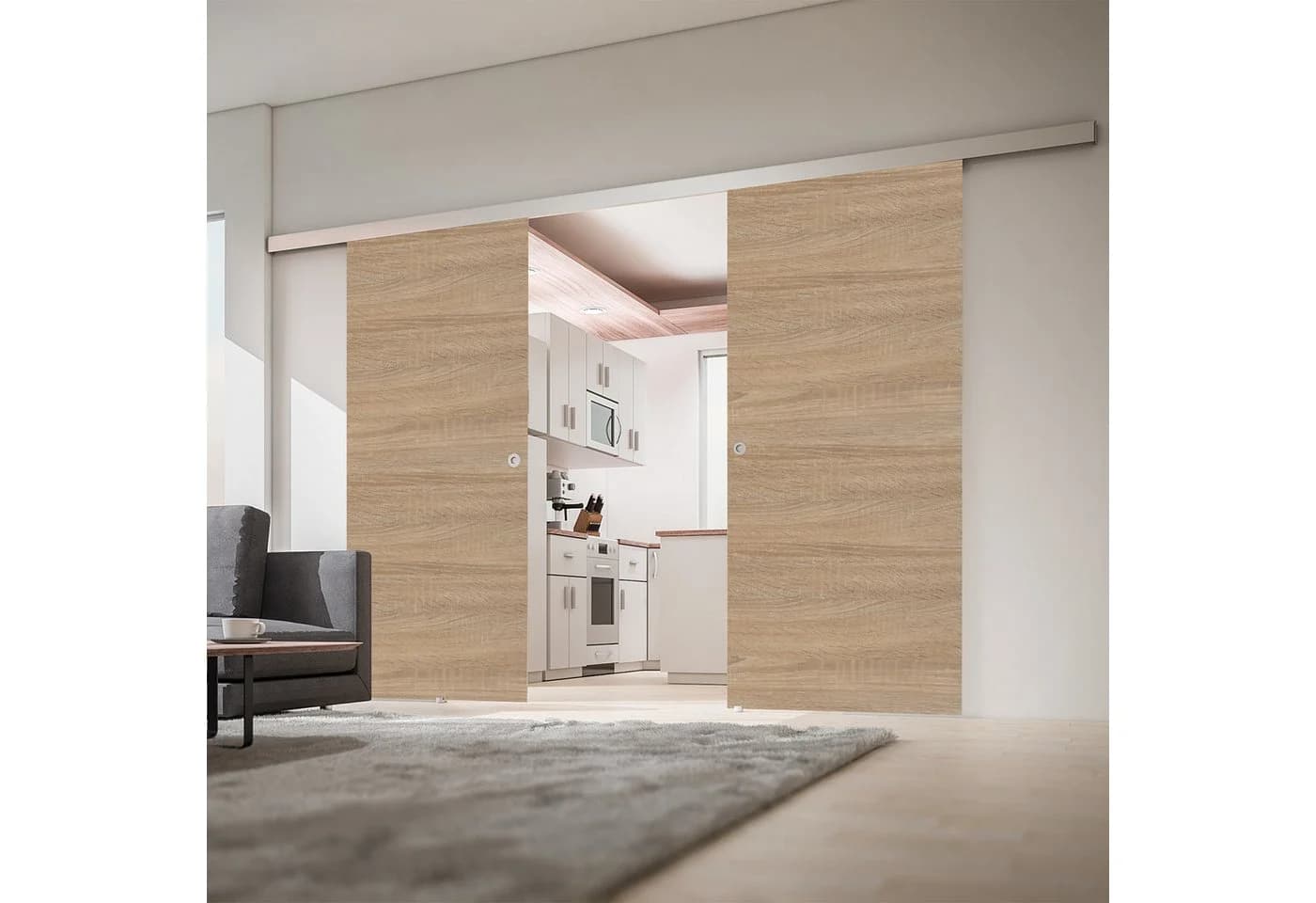 inova wohnen Doppelschiebetür Holz Wildeiche mit Softclose - Bild 2
