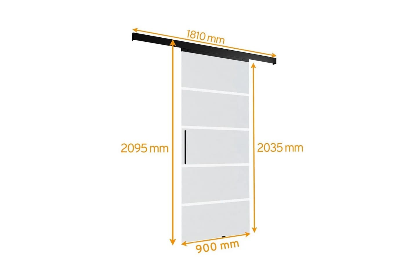 Inova Wohnen Glasschiebetür Blockstreifen 90x203,5 cm mit Softclose