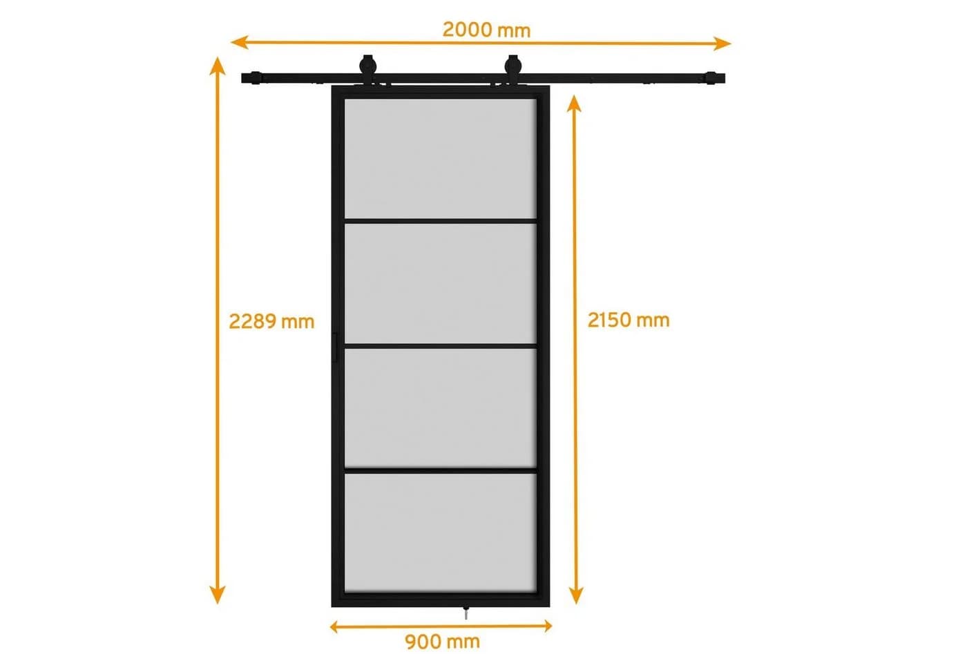inova wohnen Glasschiebetür Satiniertes Glas Schwarz Softclose