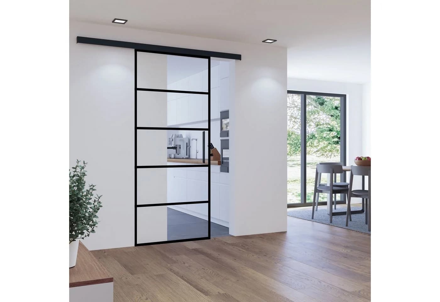 inova wohnen Glasschiebetür Klarglas mit schwarzen Streifen, 88 x 203,5 cm - Bild 2