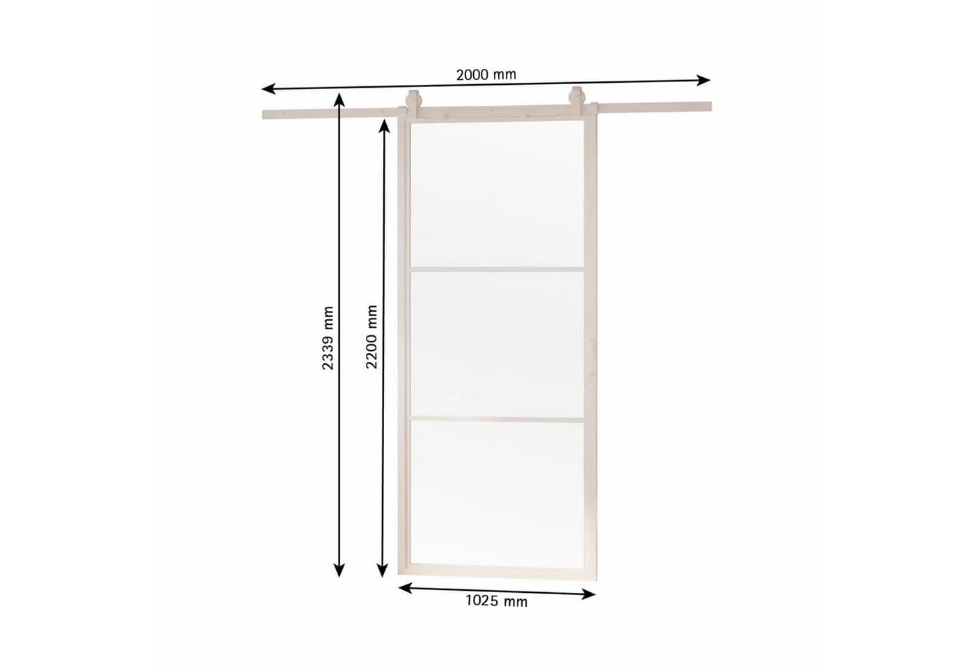 inova wohnen Glasschiebetür Klarglas mit weißem Stahlrahmen, Softclose, Loftstyle
