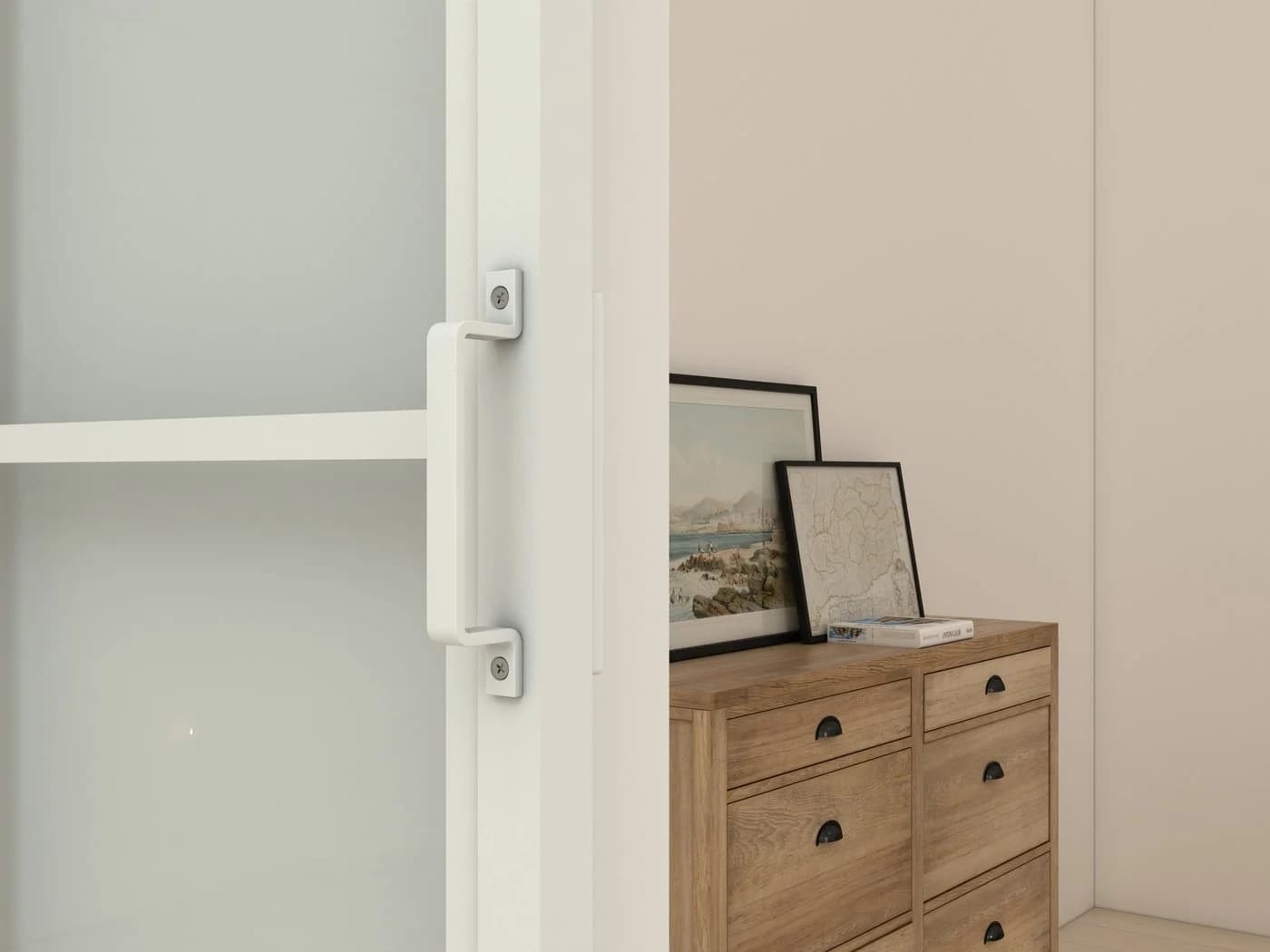 inova wohnen Glasschiebetür Weiß mit Klarglas-Einsatz, Loftstyle - Bild 4