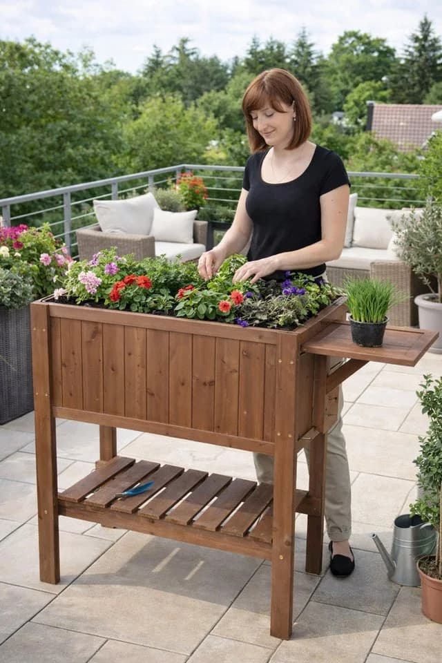 matrasa Hochbeet CUBE 1 mit Tisch - Gemüsebeet für Balkon & Terrasse - Bild 3