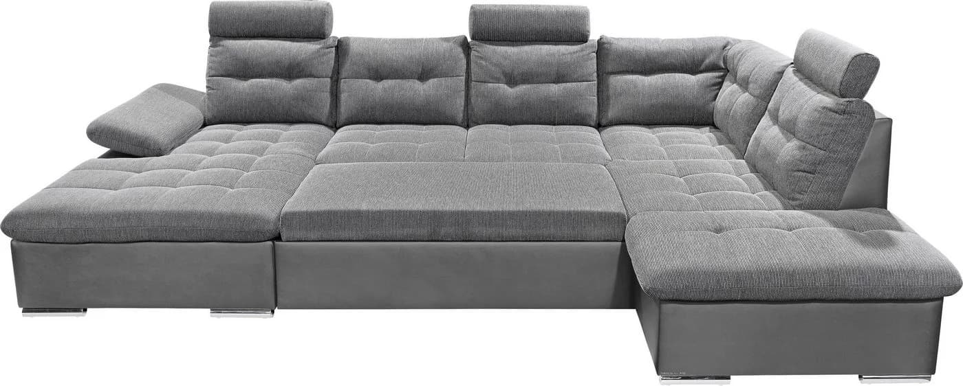 Wohnlandschaft ED EXCITING DESIGN Jakarta U-Form Grau mit Bettfunktion - Bild 2