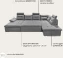 Wohnlandschaft ED EXCITING DESIGN Jakarta U-Form Grau mit Bettfunktion Bild 4