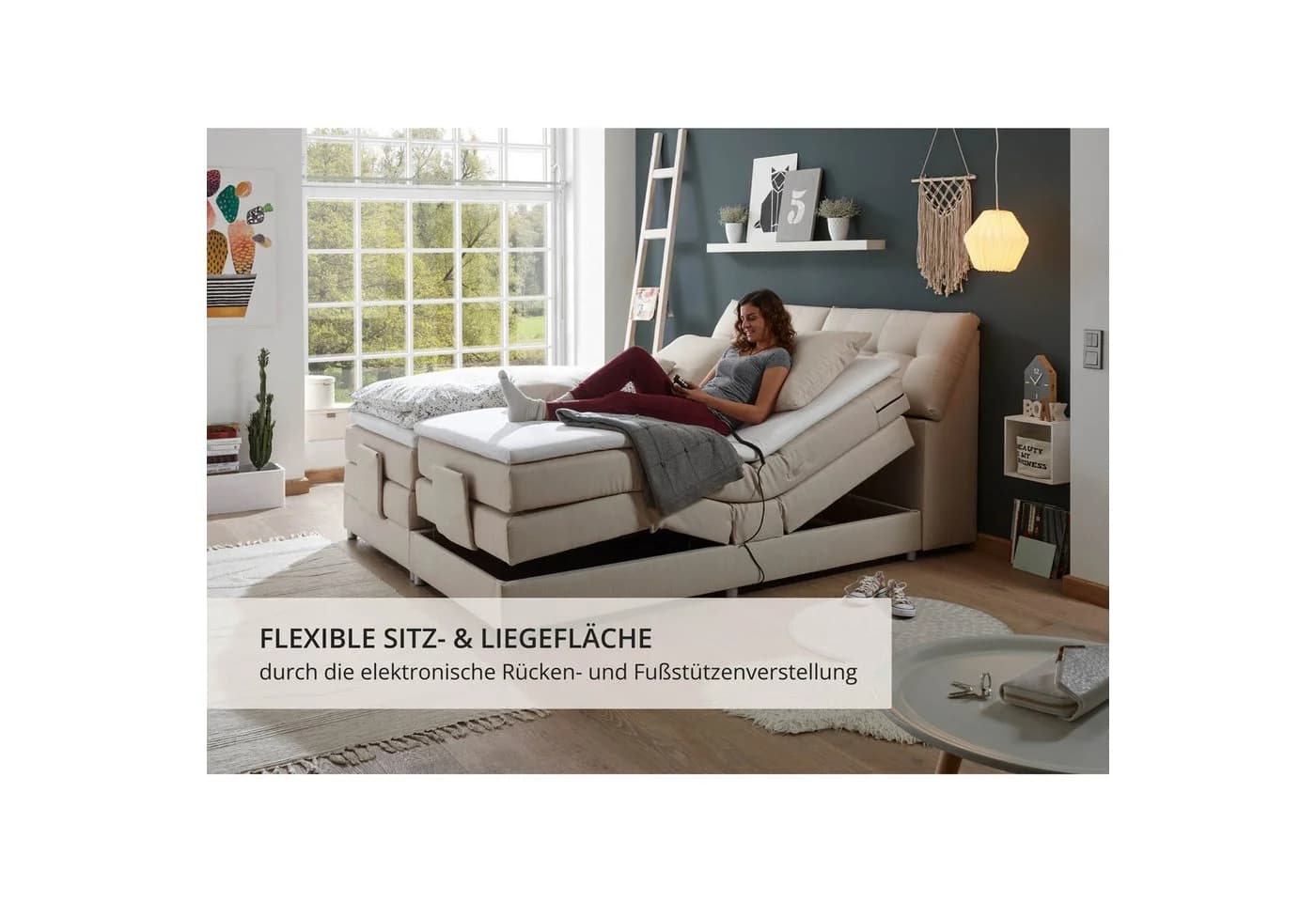 ED EXCITING DESIGN Boxspringbett Carpino Beige Elektrisch Verstellbar - Bild 5