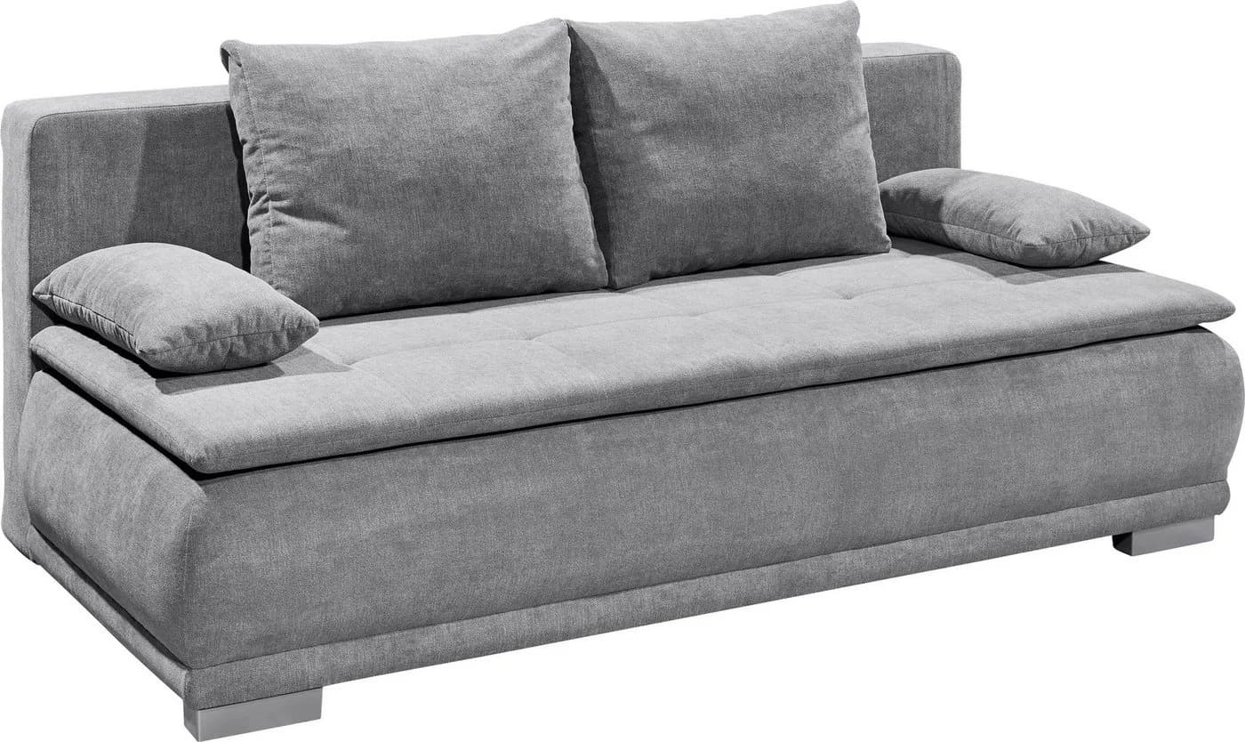 Schlafsofa Luigi Grau Microvelours mit Bettkasten und Schlaffunktion - Bild 3