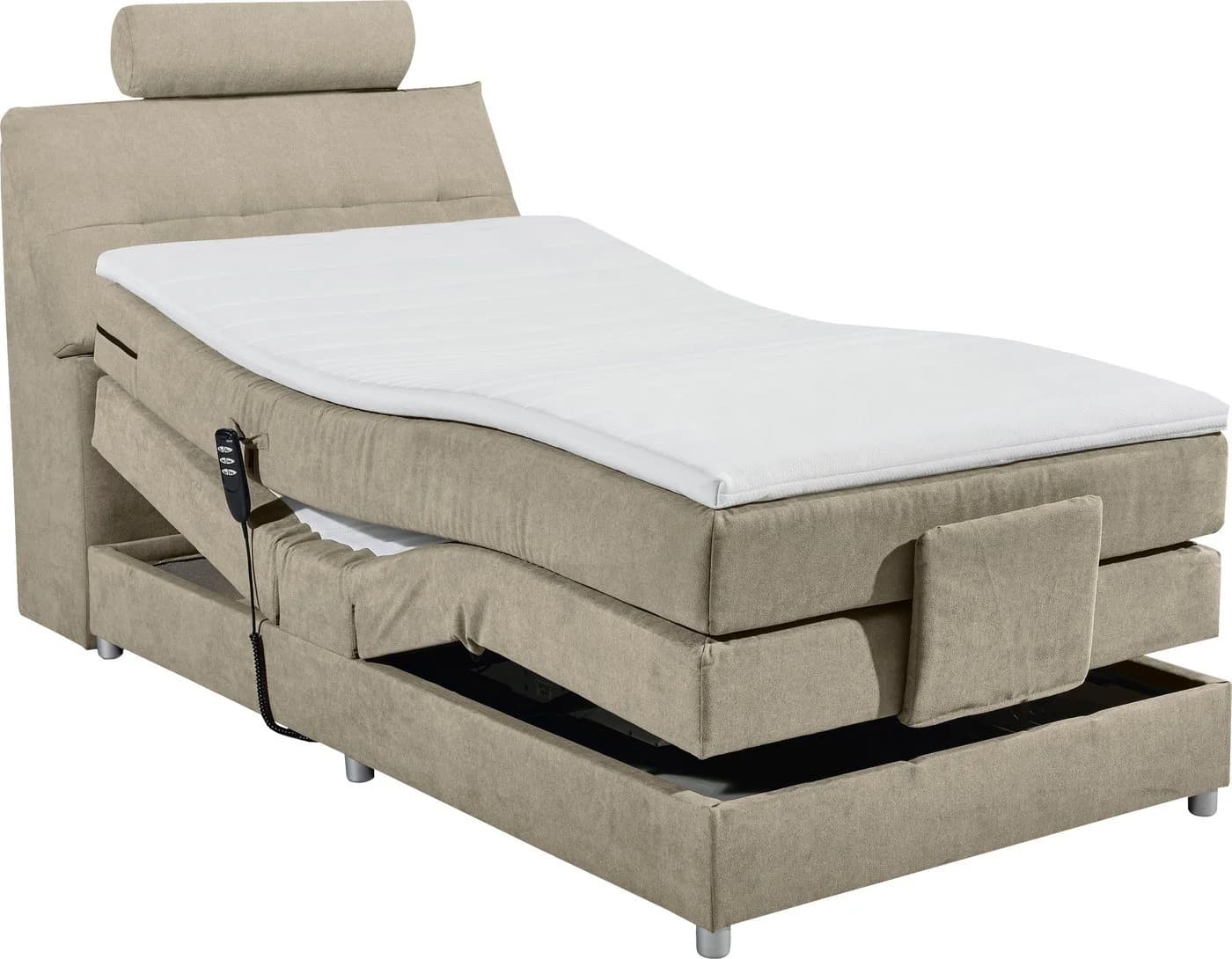 Boxspringbett Palermo beige mit Motor und Stauraum - Bild 3