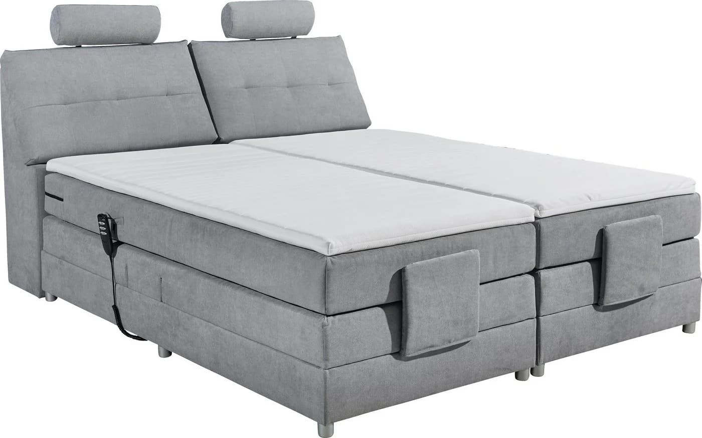 ED EXCITING DESIGN Boxspringbett Palermo Grau mit Motor und Stauraum