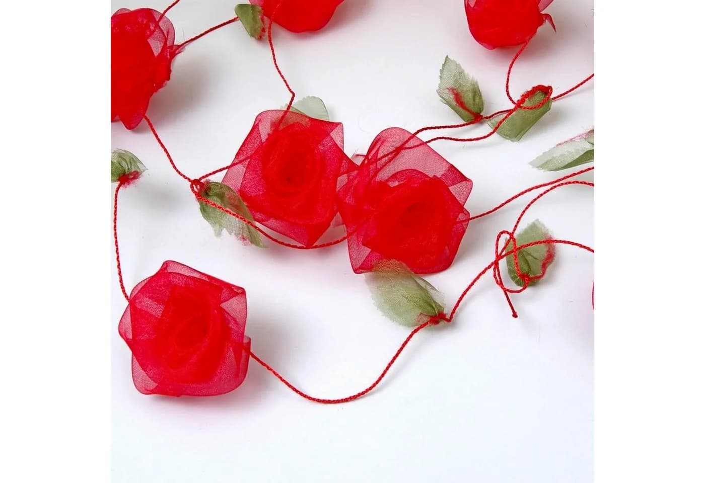 Deko AS Hochzeitsdeko Rosengirlande Rot 2,5m 12 Rosen