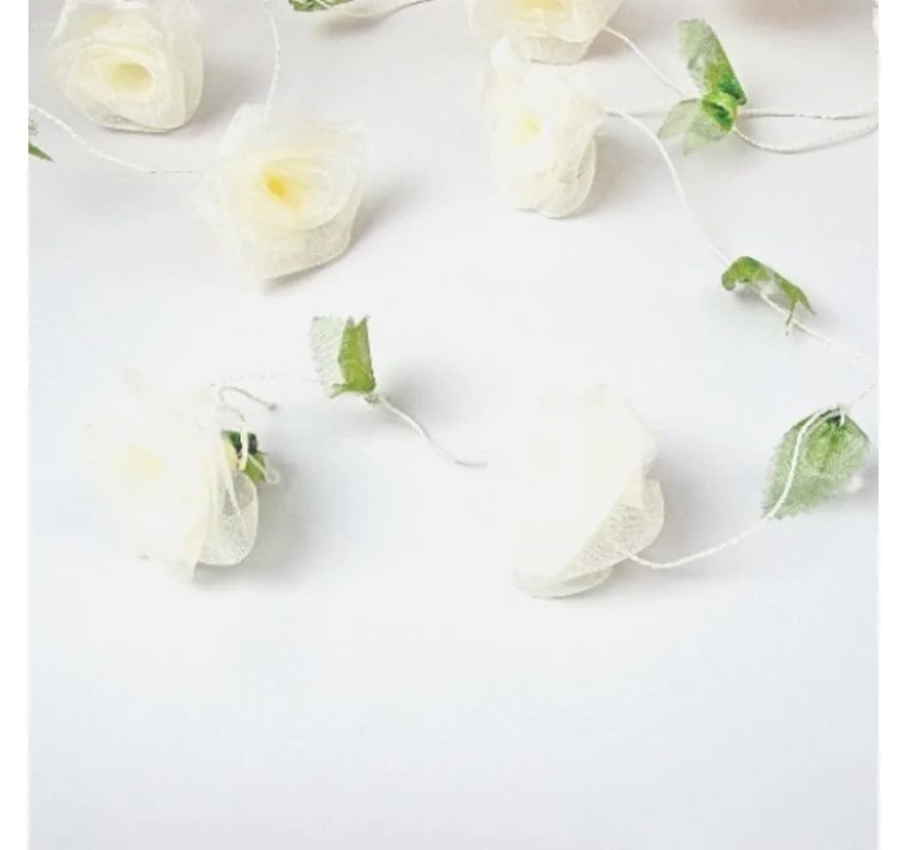 Deko AS Kordel Rosengirlande Creme 2,5 m 12 Rosenblüten