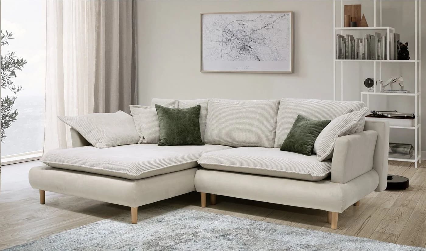 Ecksofa COLLECTION AB Mandela L-Form Beige mit Bettfunktion - Bild 2