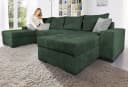 Wohnlandschaft COLLECTION AB Josy XL U-Form Dunkelgrün mit Bettfunktion Bild 2