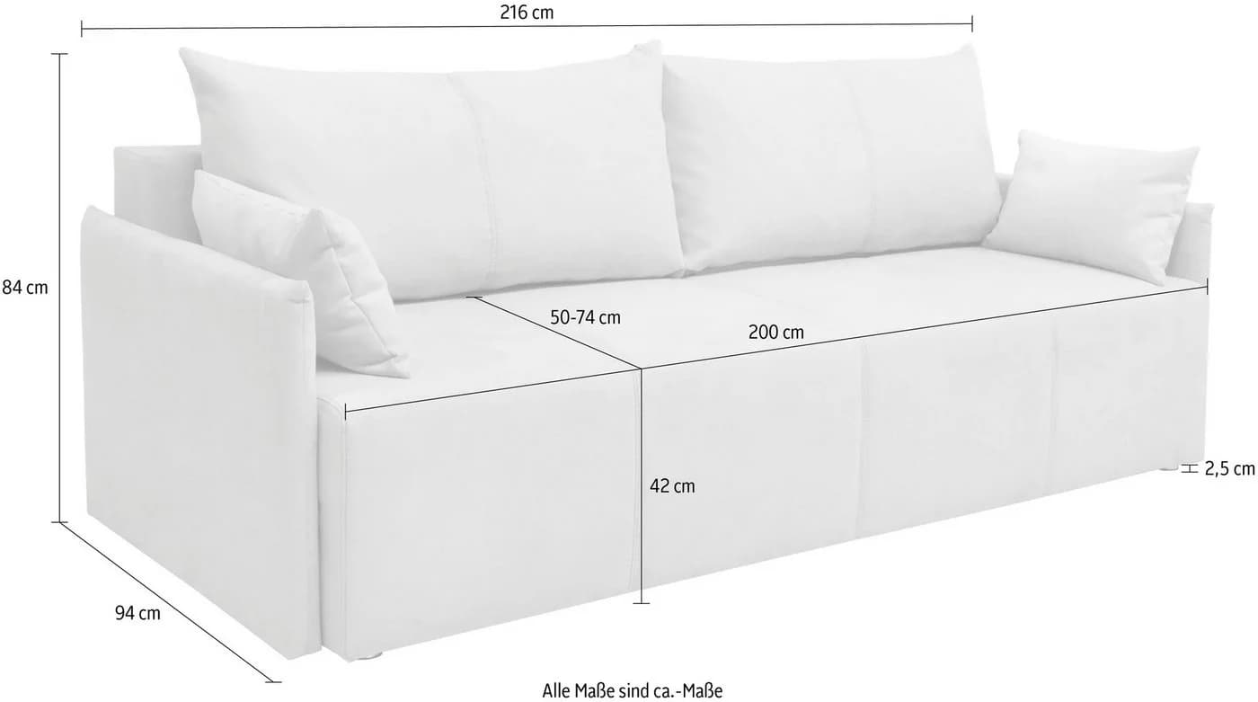 Schlafsofa COLLECTION AB Beige mit Bettkasten und Liegefläche - Bild 5