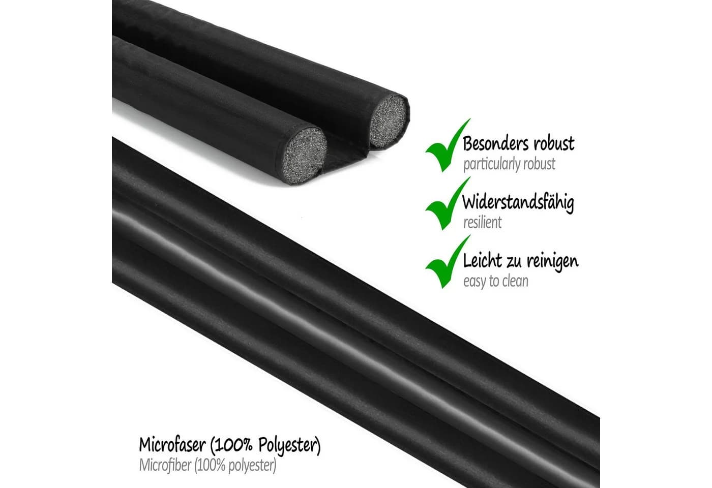 com-four Zugluftstopper 3-tlg. Schwarz mit Doppeldichtung - Bild 4
