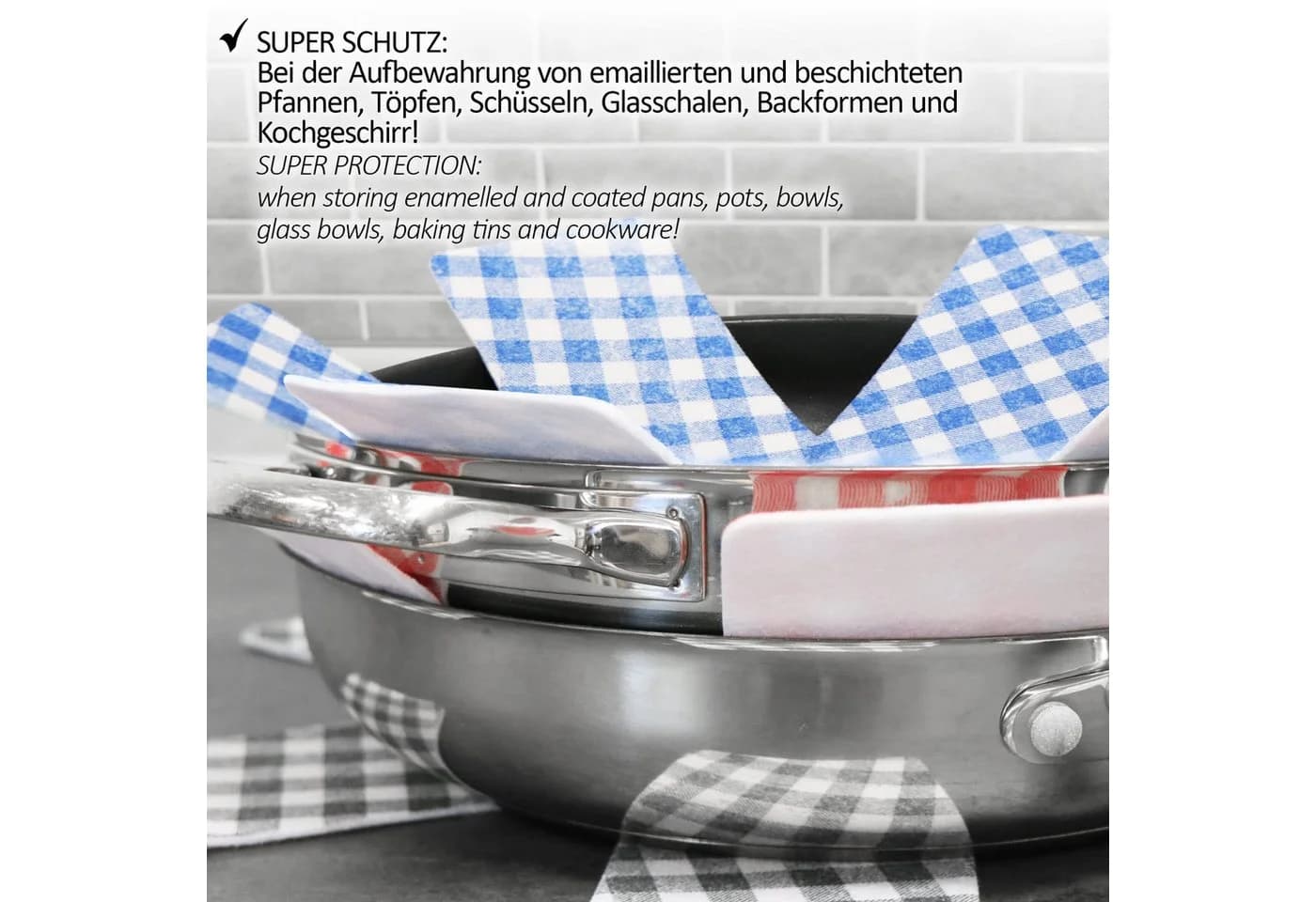 com-four Pfannenschutz aus Filz 9-tlg. Blau/Rot/Schwarz