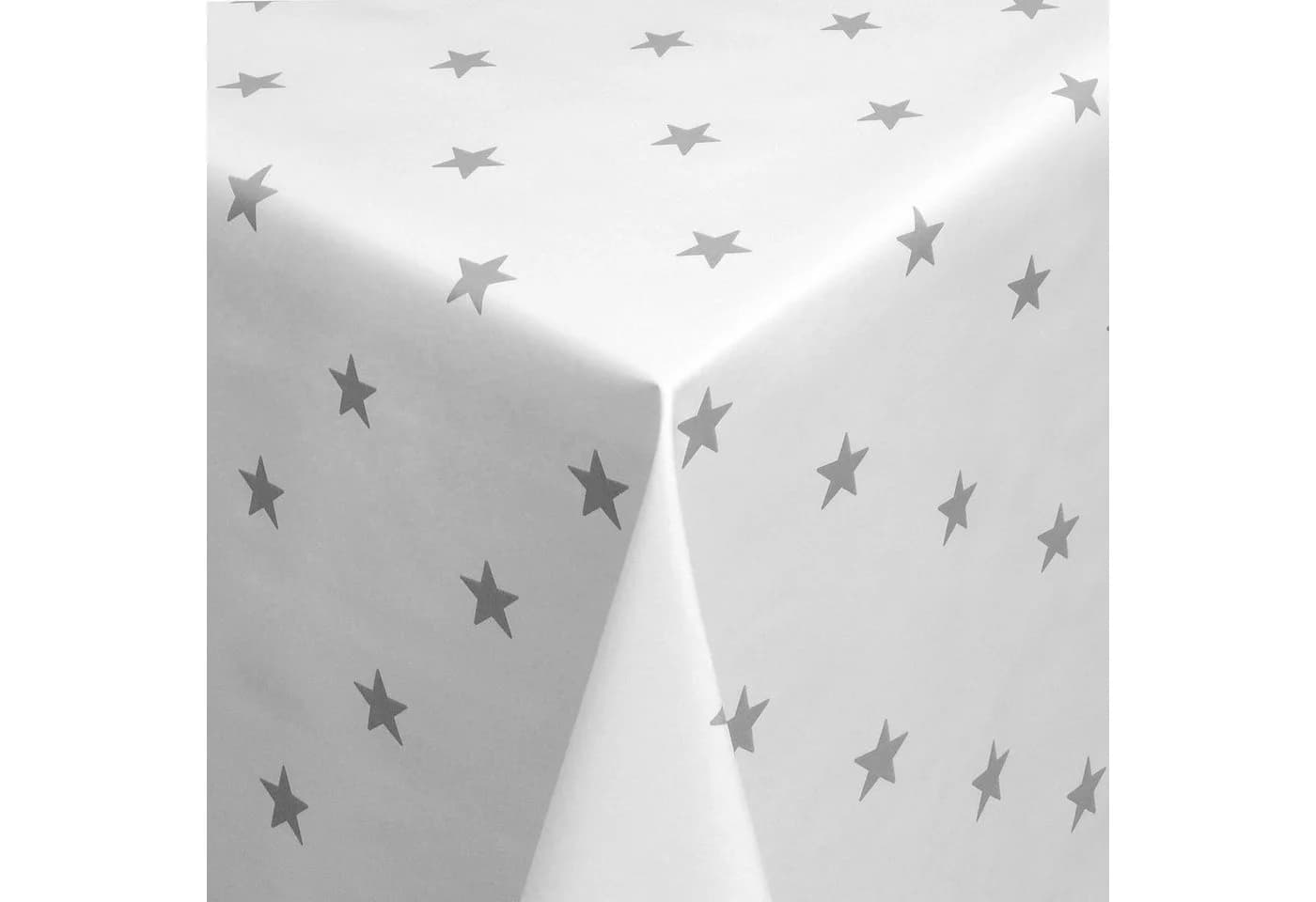 Moderno Tischdecke Wachstuch Weihnachten Sterne Weiß-Grau Abwaschbar
