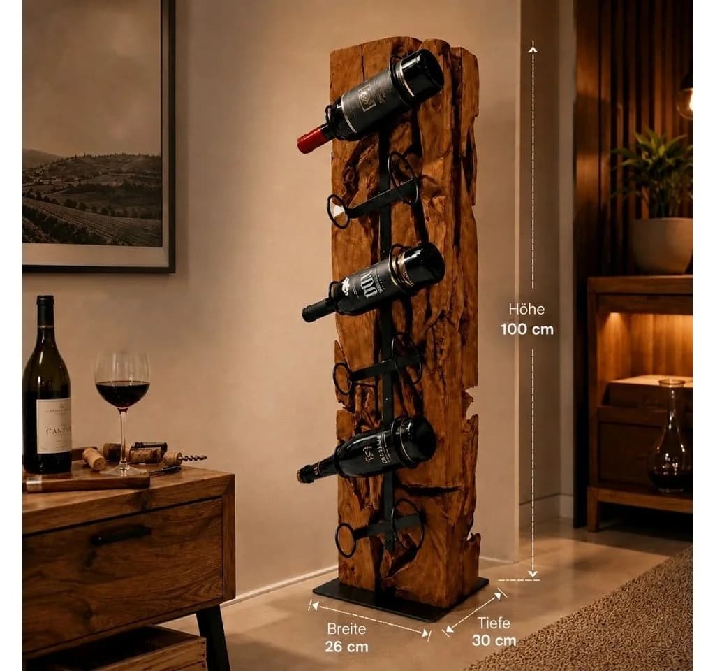 Möbel Bressmer Weinregal XILON Teakholz massiv für 6 Flaschen - Bild 4