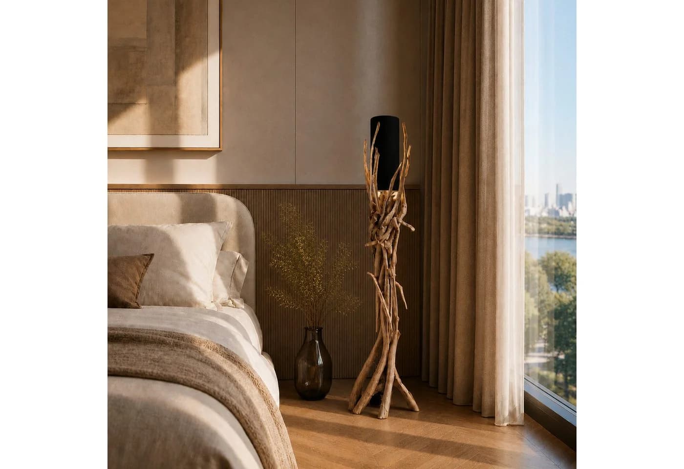 Möbel Bressmer Stehlampe VILLA Treibholz Leinen E27