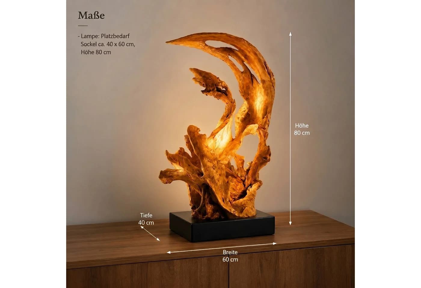 Möbel Bressmer KRYTON Tischlampe Teak-Treibholz Schwarz - Bild 3