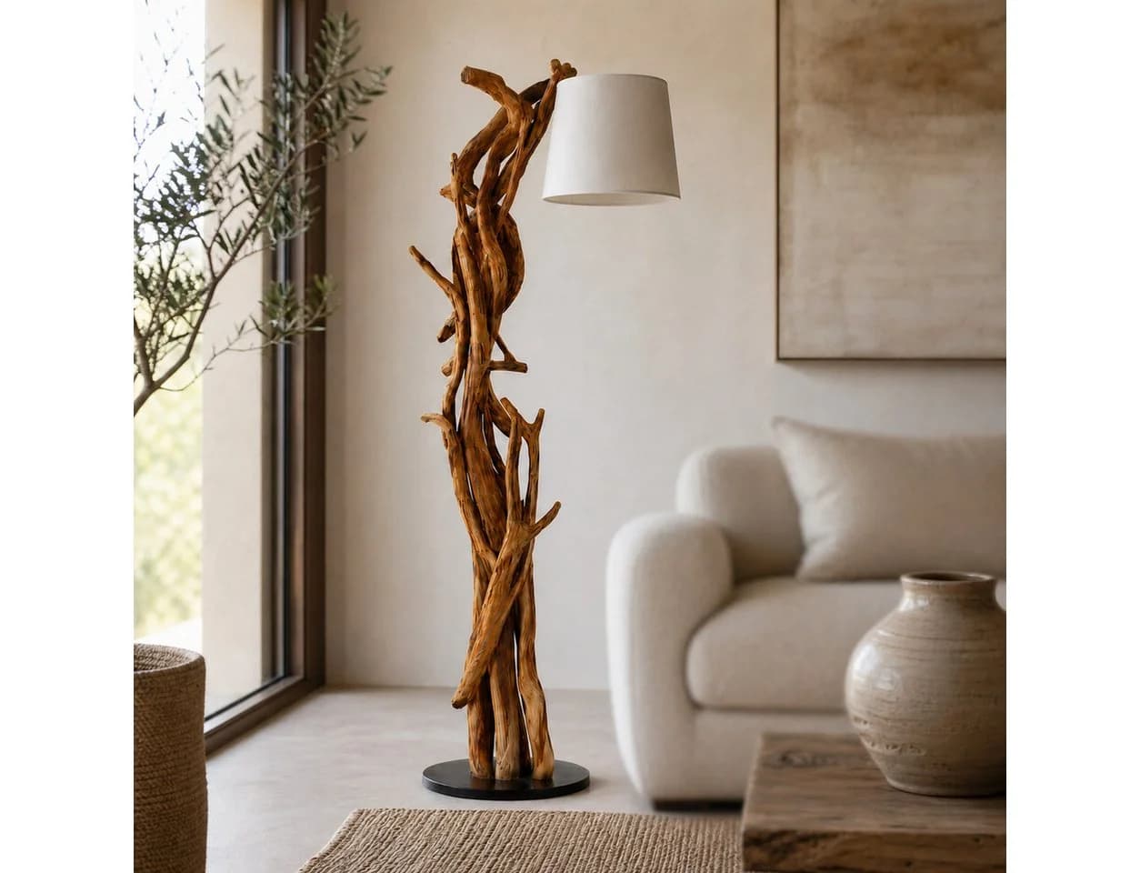 Möbel Bressmer Stehlampe MORGAN Teakholz 185cm Beige - Bild 3