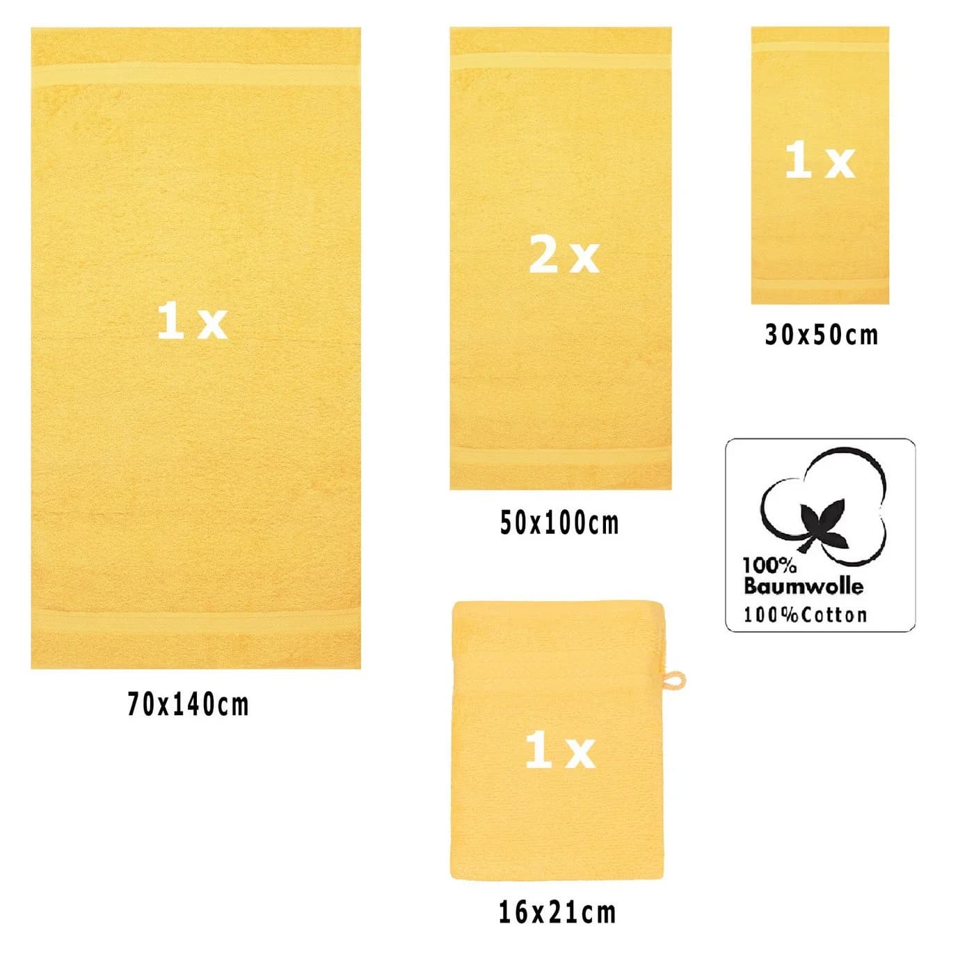 Betz Handtuch Set 5-tlg. Premium 100% Baumwolle Gelb